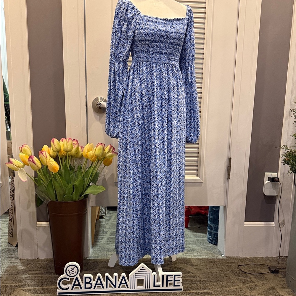 Cabana Life Blue Patterned Long Sleeve Dress